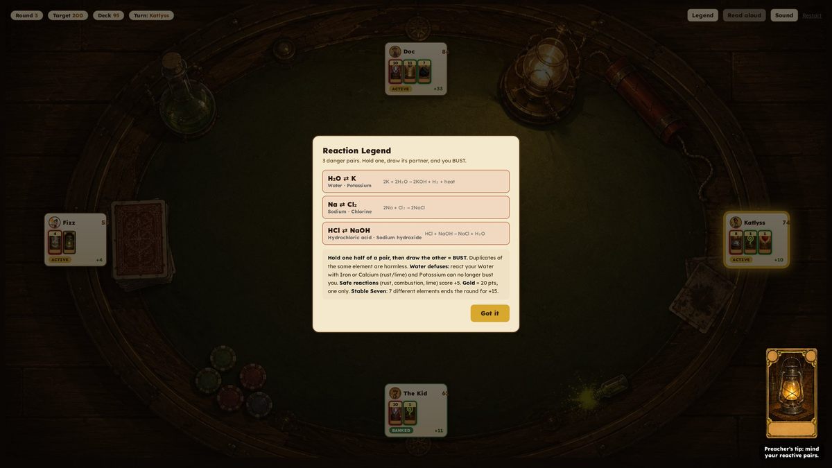 Reaction legend — score what you build.