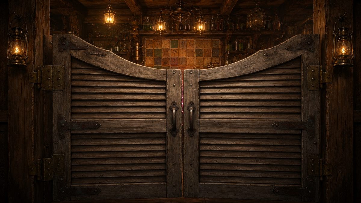 Saloon doors closed — take a card?